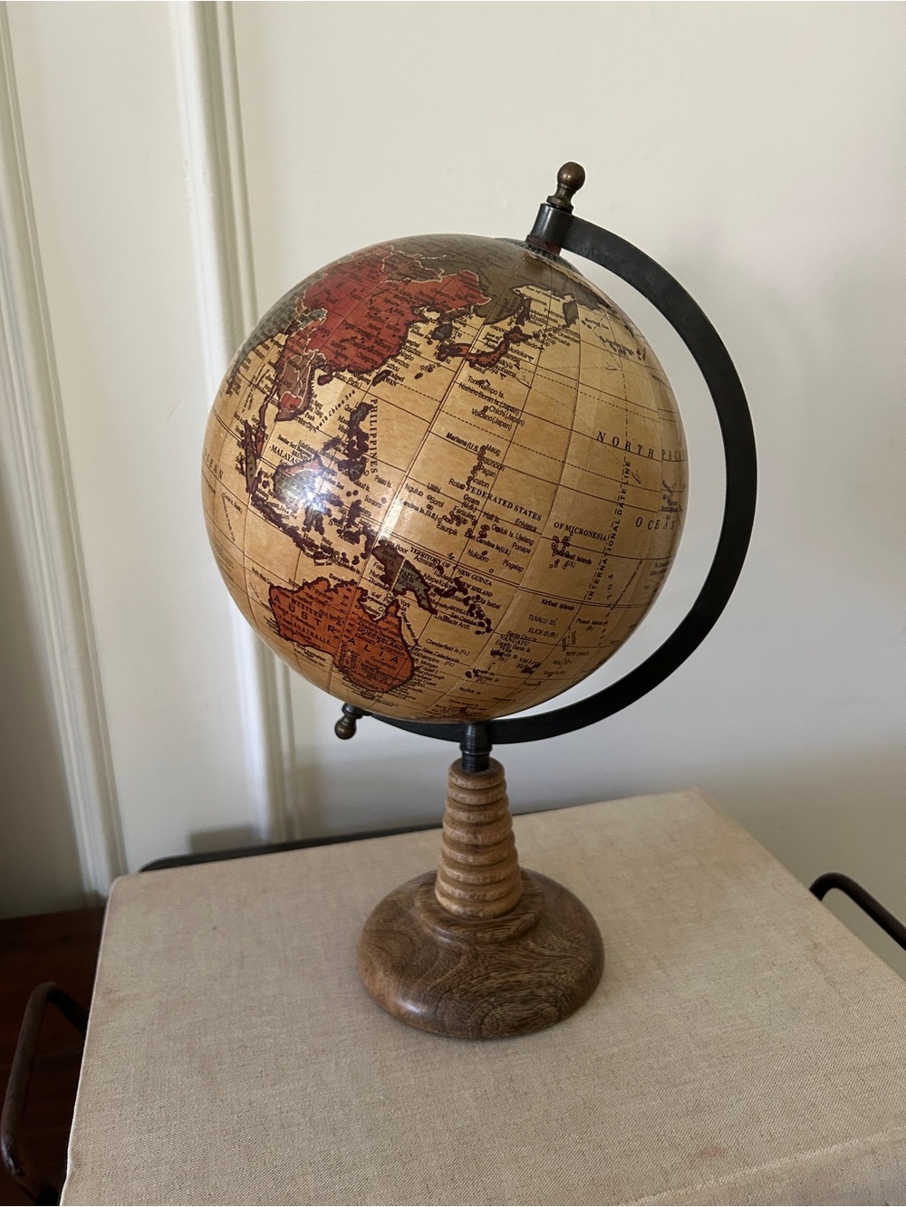 Vintage-Inspired Wooden Base Globe in Tan and Brown - Home Accents